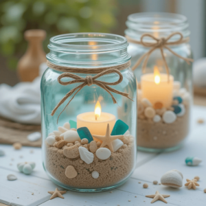 Beach-Themed-Crafts-Ideas-with-Beachy-Candle