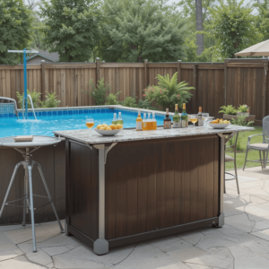 Best-Above-Ground-Pool-Ideas-with-Portable-Poolside-Bar.