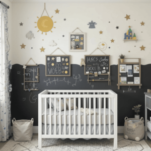 Charming-Baby-Boy-Nursery-Ideas-with-Interactive-Wall-Art