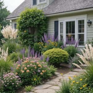 Charming-Bushes-in-Front-of-House-Ideas-with-Cottage-Garden-Style