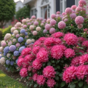 Charming-Bushes-in-Front-of-House-Ideas-with-Flowering-Shrub