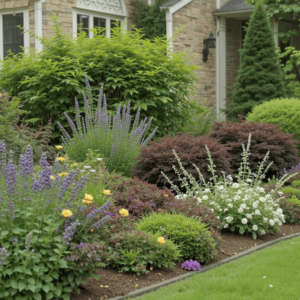 Charming-Bushes-in-Front-of-House-Ideas-with-Mixed-Border