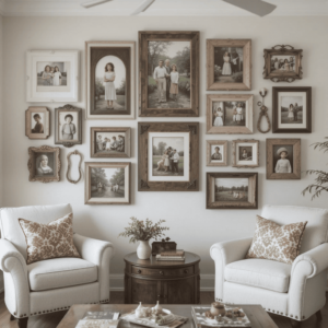 Charming-Farmhouse-Living-Room-Ideas-with-Gallery-Wall-of-Memories