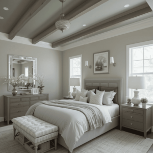 Charming-Sage-Green-and-Grey-Bedroom-Ideas-with-Ceiling-Treatments