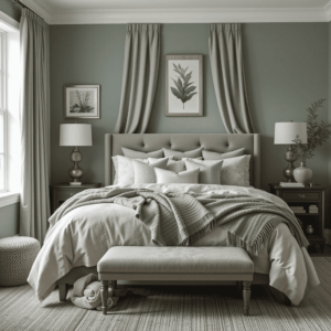 Charming-Sage-Green-and-Grey-Bedroom-Ideas-with-Layered-Textiles