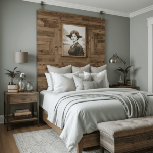 Charming-Sage-Green-and-Grey-Bedroom-Ideas-with-Rustic-Wood-Accents