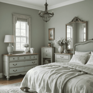 Charming-Sage-Green-and-Grey-Bedroom-Ideas-with-Vintage-Furniture.