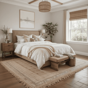 Chic-Earthy-Bedroom-Ideas-with-Layered-Rugs.