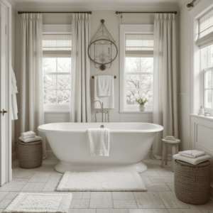 Chic-Farmhouse-Bathroom-Designs-with-Layered-Textiles.