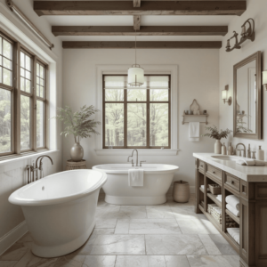 Chic-Farmhouse-Bathroom-Designs-with-Natural-Stone-Flooring