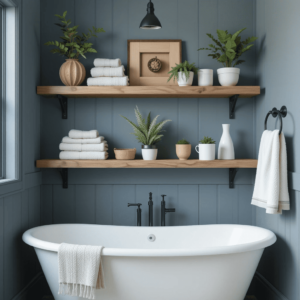 Chic-Farmhouse-Bathroom-Designs-with-Open-Shelving.