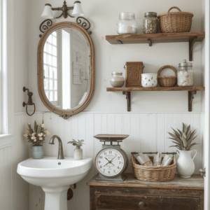 Chic-Farmhouse-Bathroom-Designs-with-Vintage-Accessories