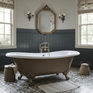 Chic-Farmhouse-Bathroom-Designs-with-Vintage-Clawfoot.