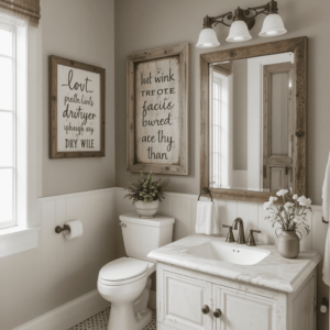 Chic-Farmhouse-Bathroom-Designs-with-Whimsical-Wall-Art