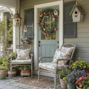 Cozy-Porch-Ideas-with-Charming-Birdhouses