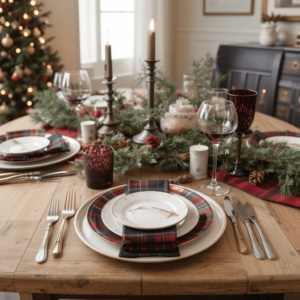 Creative-Christmas-Table-Settings-Ideas-with-Cozy-Plaid-Accents.