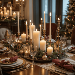 Creative-Christmas-Table-Settings-Ideas-with-Elegant-Candle-Display