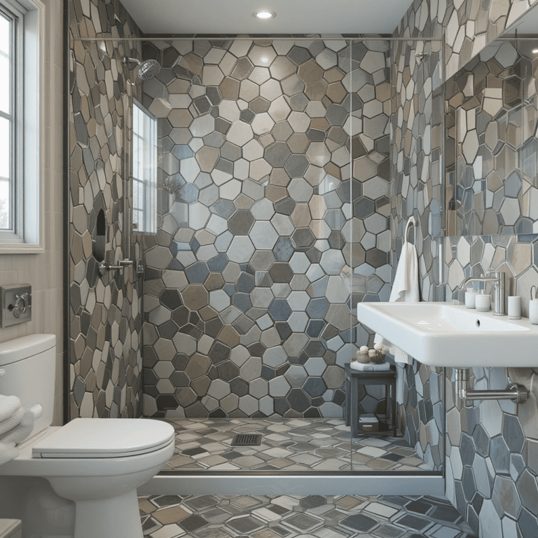 Creative-Small-Bathroom-Shower-Tile-Ideas-with-Hexagon-Tiles