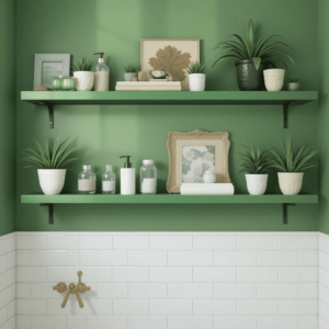 Gorgeous-Green-Bathroom-Ideas-with-Green-Accent-Shelves.