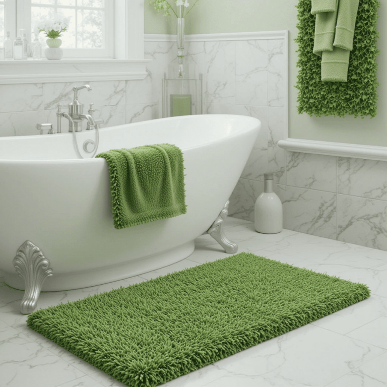 Gorgeous-Green-Bathroom-Ideas-with-Green-Bath-Mat