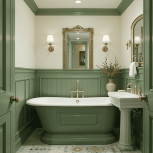 Gorgeous-Green-Bathroom-Ideas-with-Green-Wainscoting