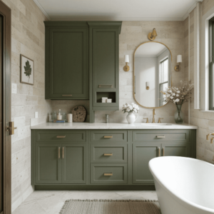 Gorgeous-Green-Bathroom-Ideas-with-Olive-Green-Cabinets