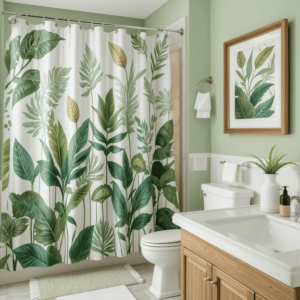 Gorgeous-Green-Bathroom-Ideas-with-botanical-prints.