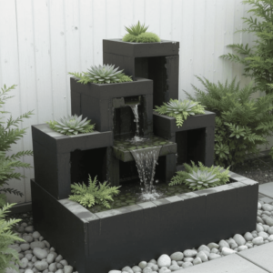 Homemade-Water-Fountains-Ideas-with-Cement-Block-Fountain.