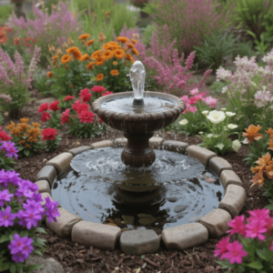 Homemade-Water-Fountains-Ideas-with-Flower-Bed-Fountain.