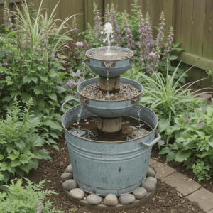 Homemade-Water-Fountains-Ideas-with-Galvanized-Bucket-Fountain