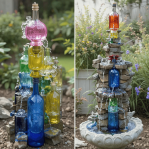 Homemade-Water-Fountains-Ideas-with-Glass-Bottle-Fountain