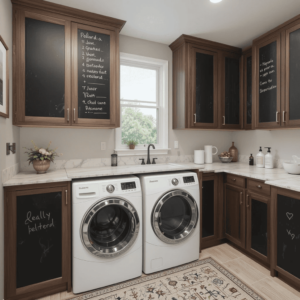 Innovative-Laundry-Room-Cabinet-Ideas-with-Chalkboard-Paint