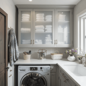 Innovative-Laundry-Room-Cabinet-Ideas-with-Frosted-Glass-Cabinets