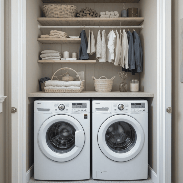 Innovative-Small-Laundry-Room-Decor-Ideas-with-Stacked-Washer-Dryer