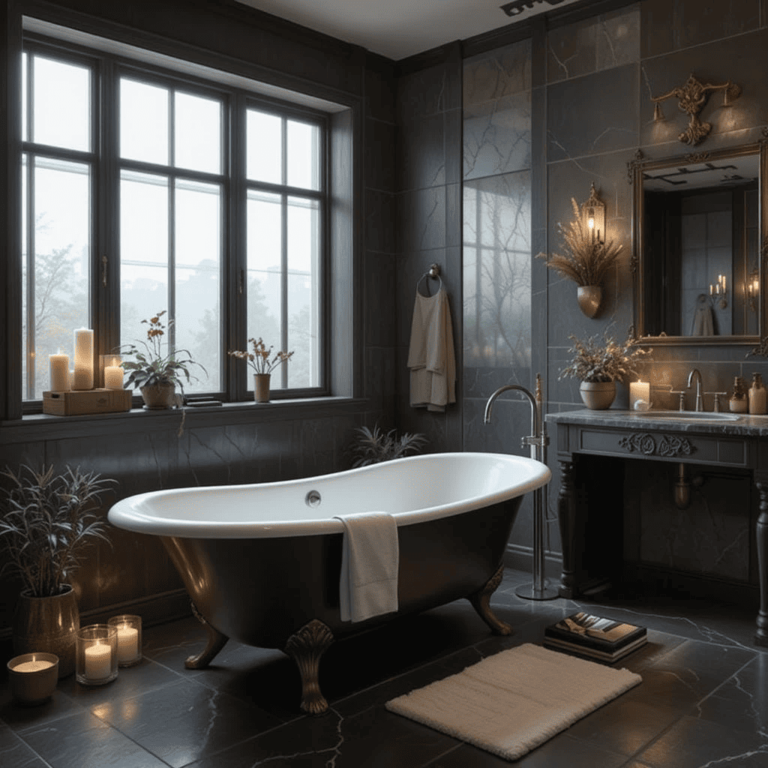 Moody-Bathroom-Designs-with-Unique-Bathtub