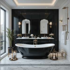 Stunning-Black-and-White-Bathroom-with-Elegant-Bathtub-Designs