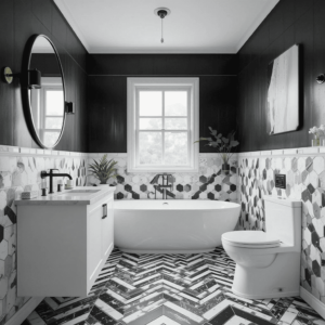 Stunning-Black-and-White-Bathroom-with-Geometric-Patterns