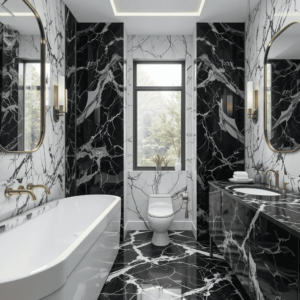 Stunning-Black-and-White-Bathroom-with-Luxurious-Marble-Accents