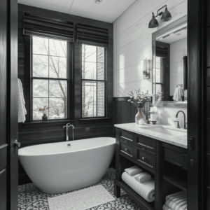 Stunning-Black-and-White-Bathroom-with-Textured-Walls.