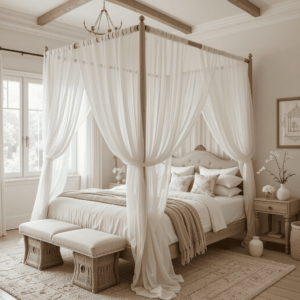  Stunning-Neutral-Boho-Bedrooms-with-Canopy-Beds