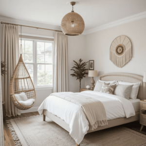 Stunning-Neutral-Boho-Bedrooms-with-Hanging-Chairs